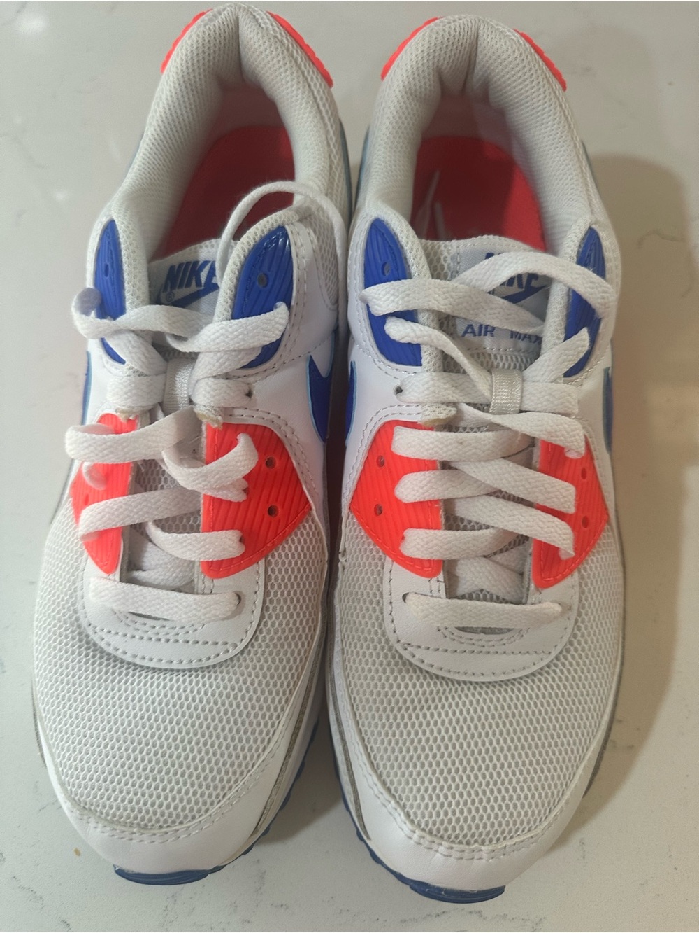 Nike White Athletic Sneakers with Blue and Coral Accents